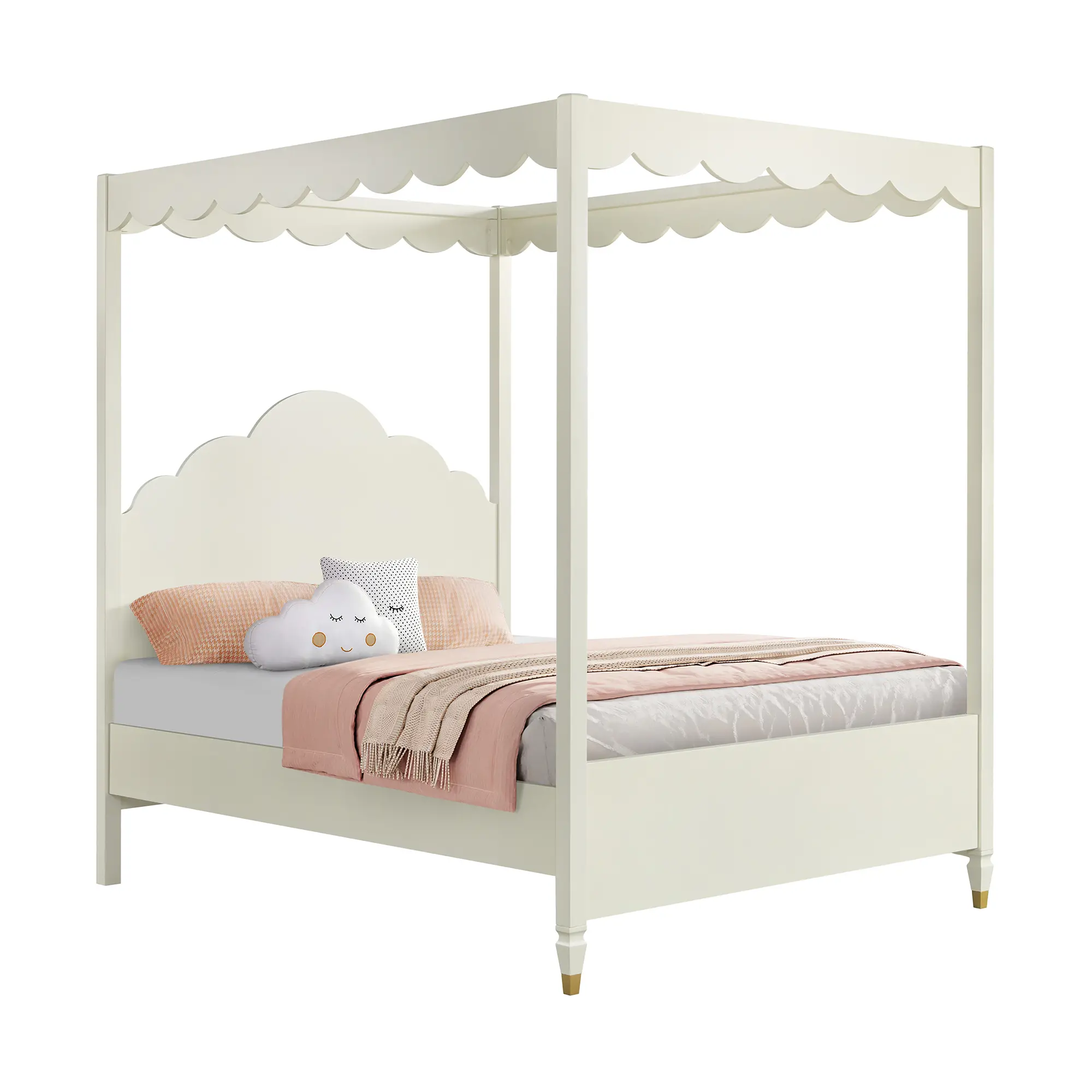 Olivia French White Full Canopy Bed-10
