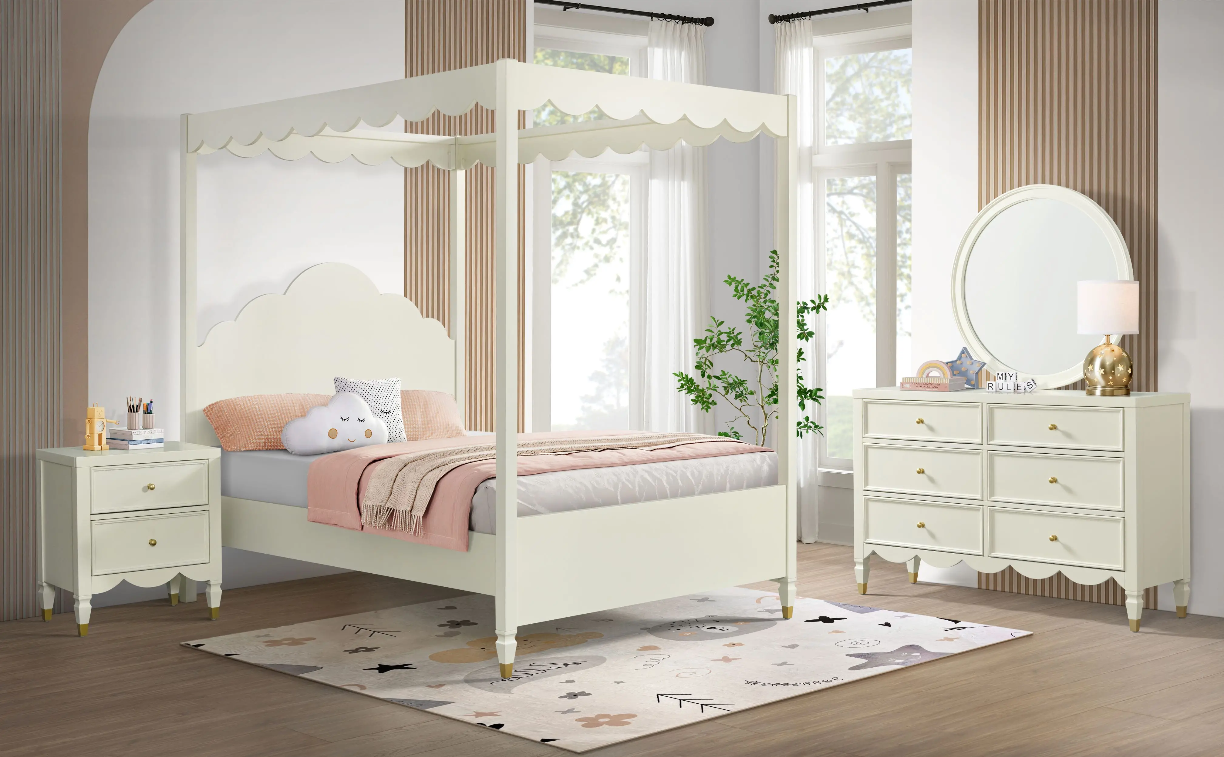 Olivia French White Full Canopy Bed-2