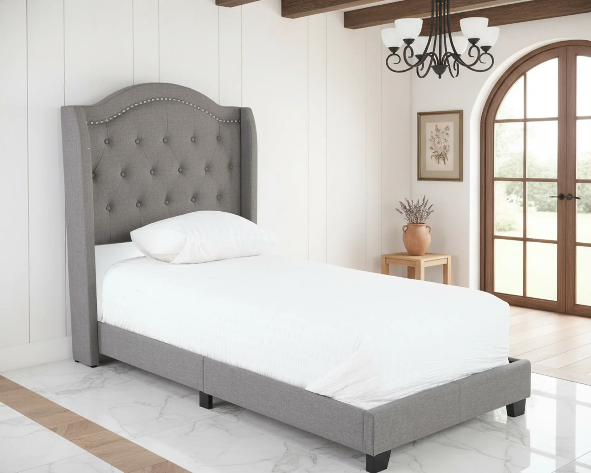 Rhyan Gray Twin Upholstered Bed-2
