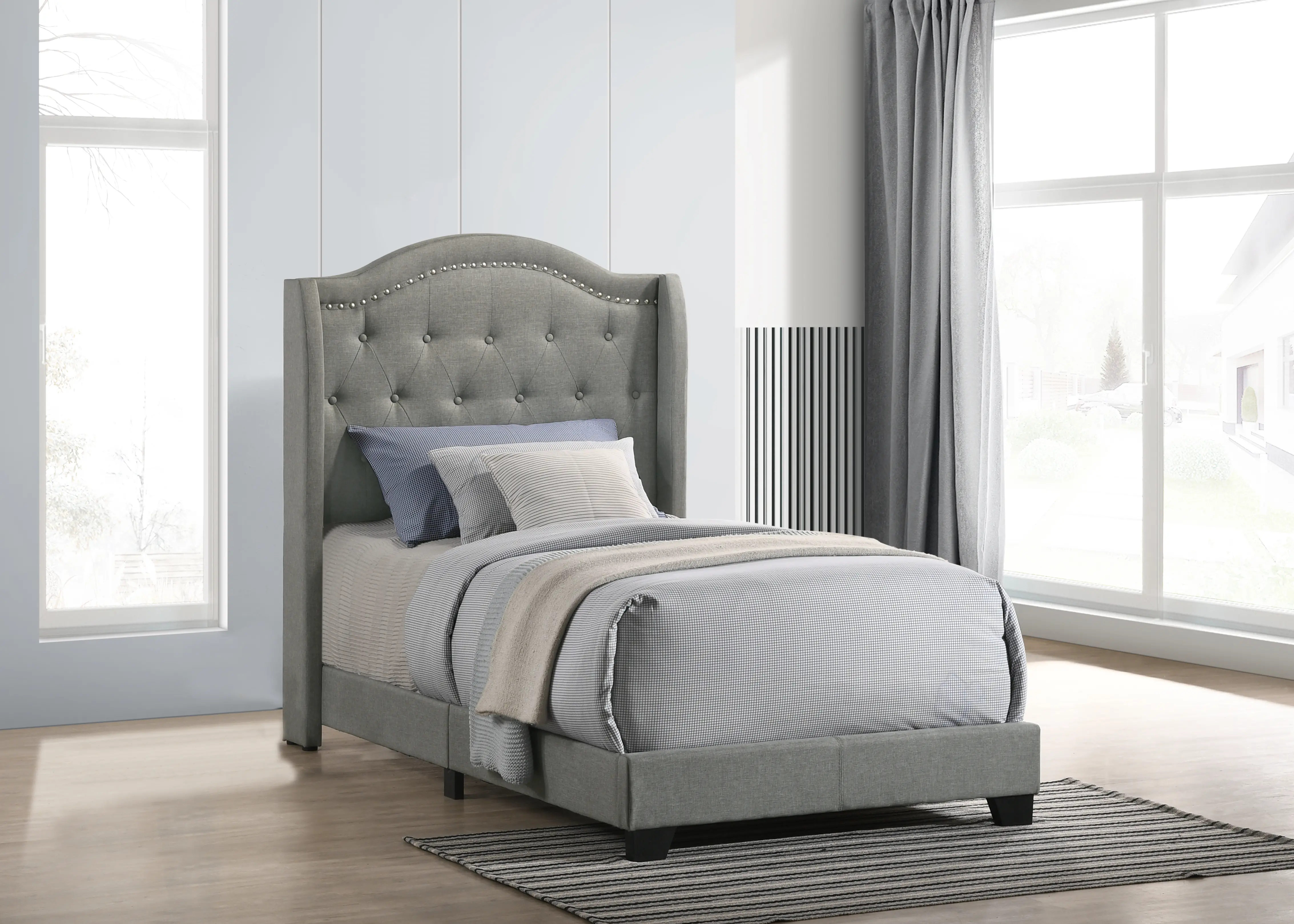 Rhyan Gray Twin Upholstered Bed-9