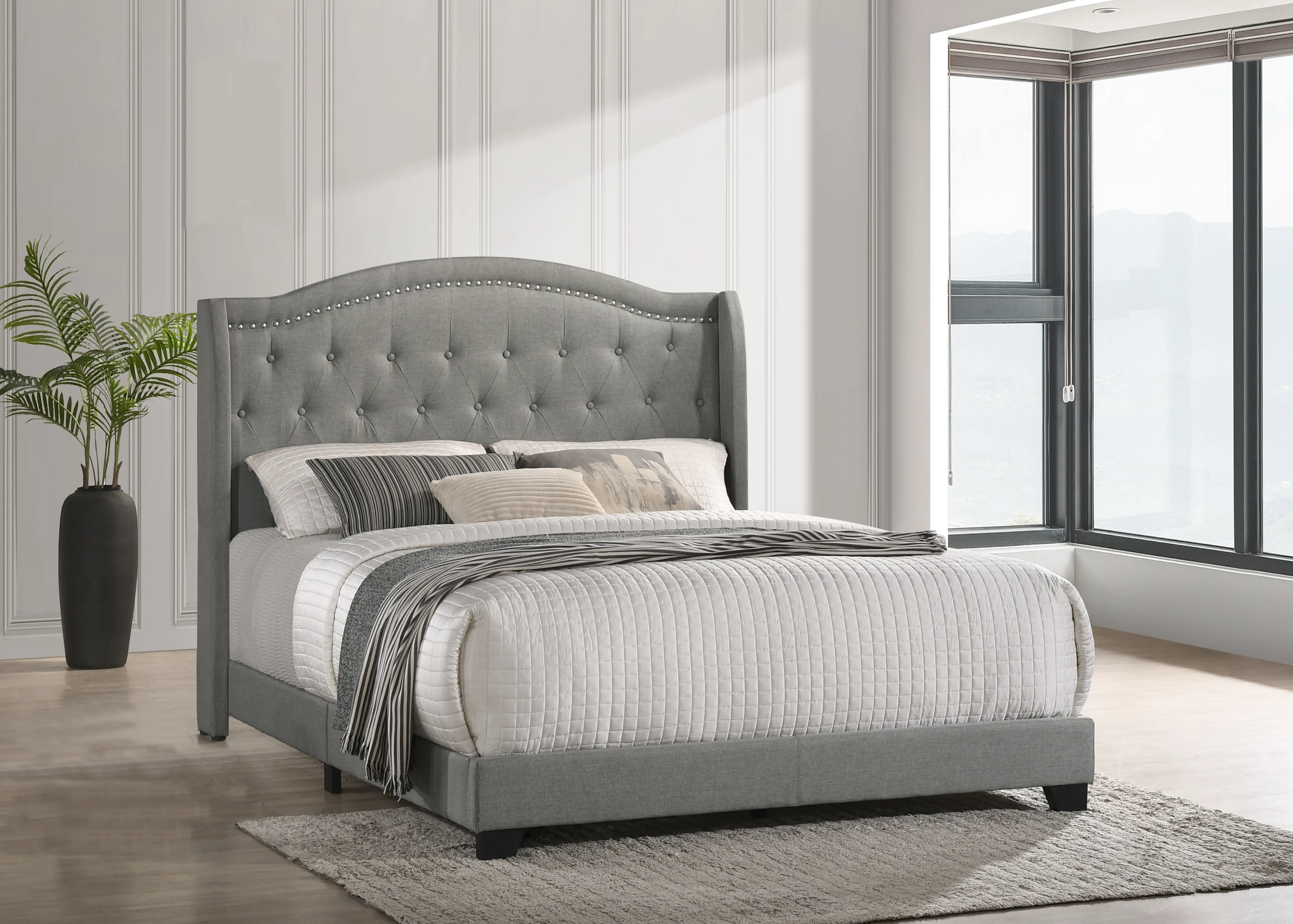Rhyan Gray Full Upholstered Bed-1