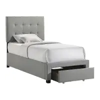 Kaycee Gray Twin Upholstered Storage Bed