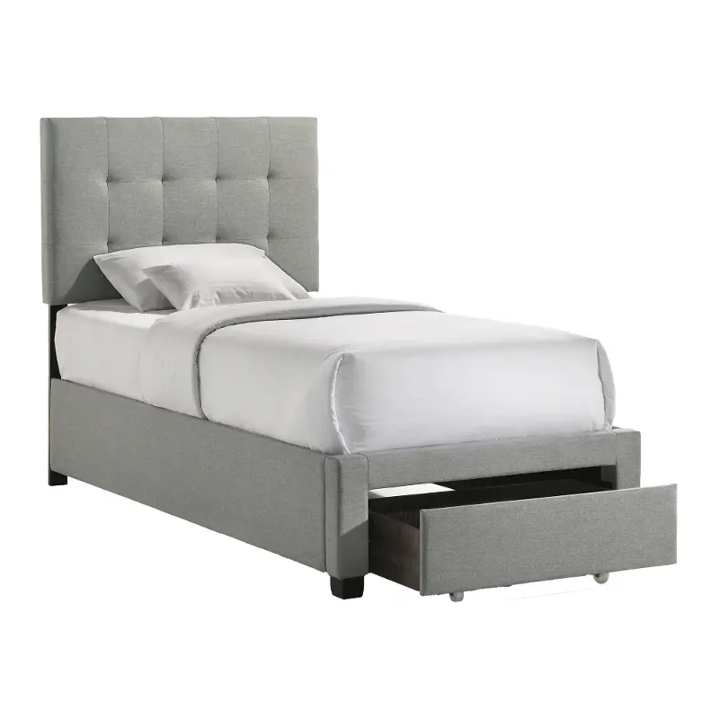 Kaycee Gray Twin Upholstered Storage Bed