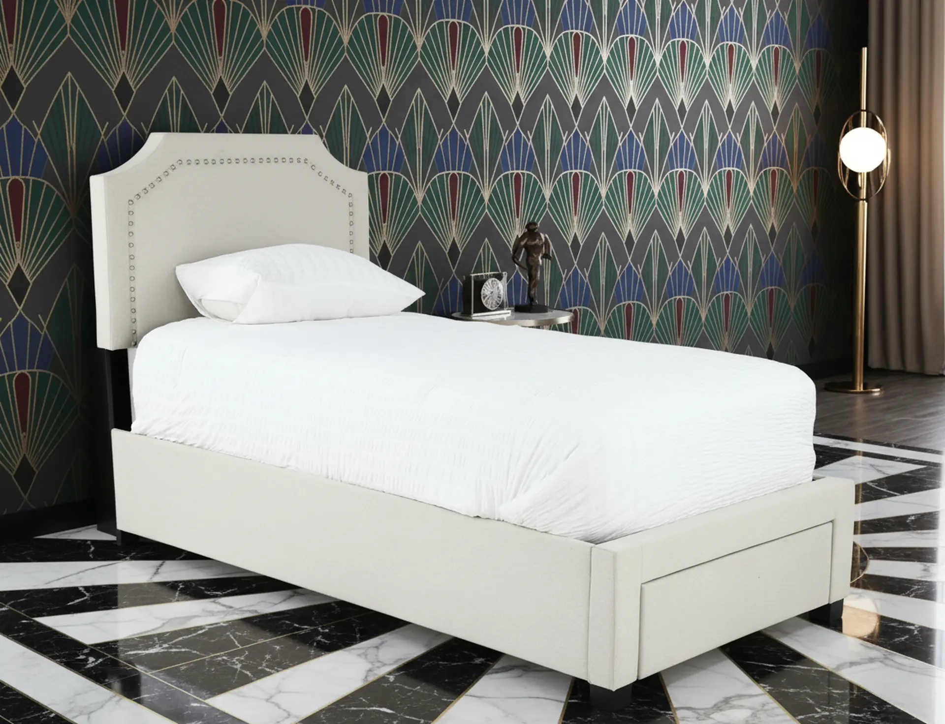 Tropic Beige Twin Upholstered Storage Bed-12