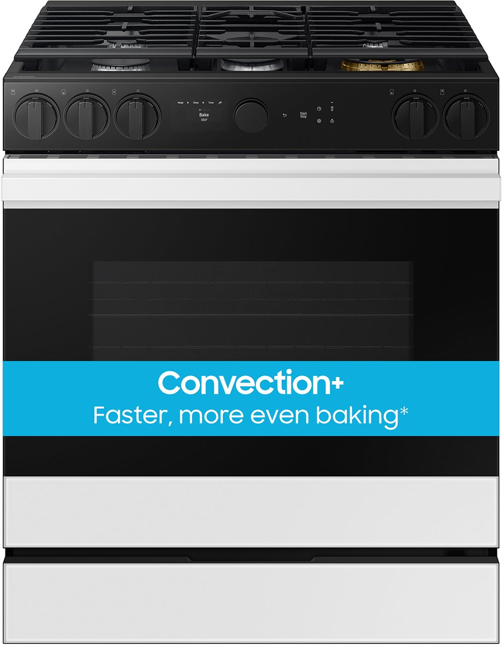 Samsung Bespoke 5-Burner Smart Slide-In Gas Range with Air Sous Vide & Air Fry - White Glass