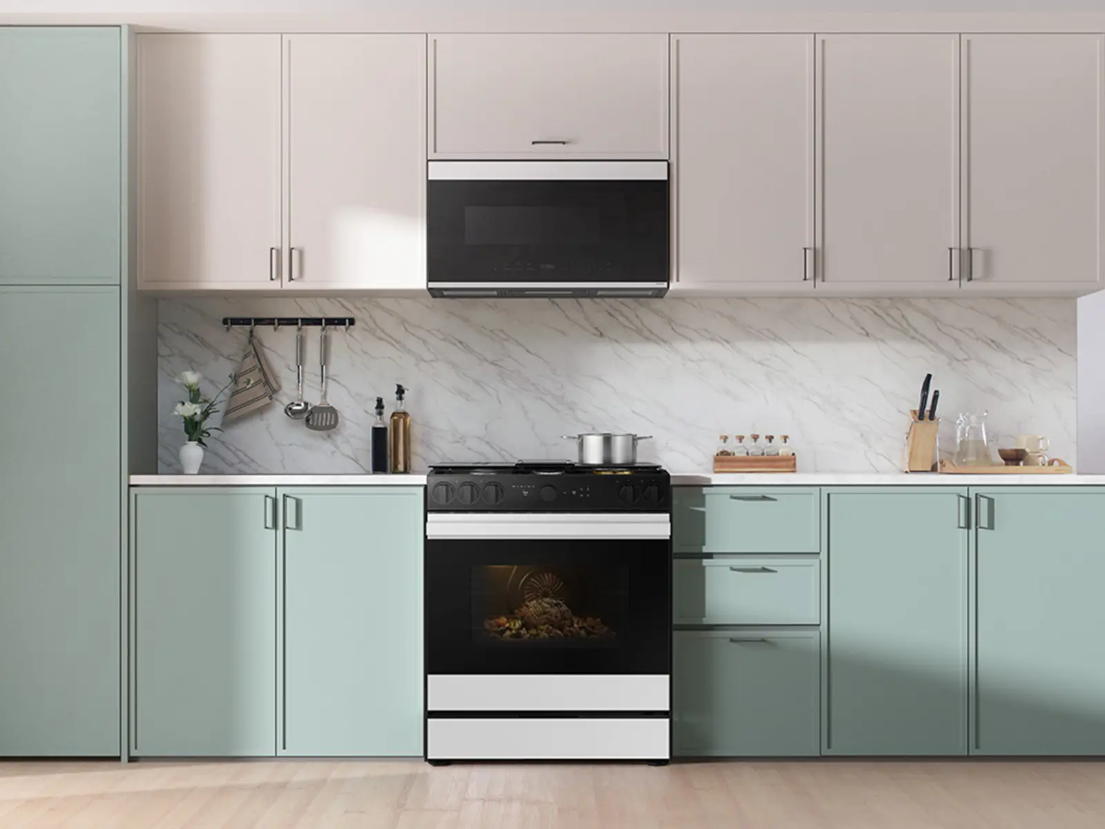 NSG6DB850012 Samsung Bespoke 5-Burner Smart Slide-In Gas Range with Air Sous Vide & Air Fry - White Glass-2