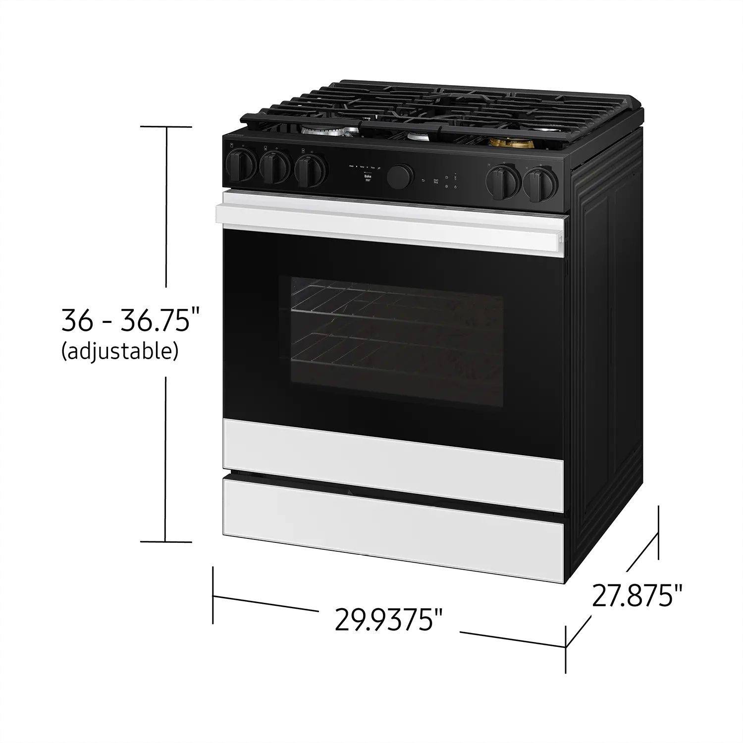 NSG6DB850012 Samsung Bespoke 5-Burner Smart Slide-In Gas Range with Air Sous Vide & Air Fry - White Glass-3