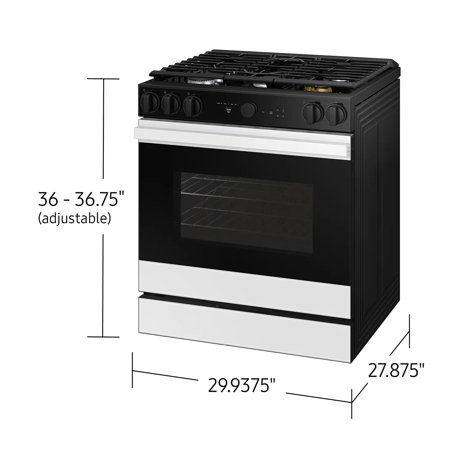 NSG6DB850012 Samsung Bespoke 5-Burner Smart Slide-In Gas Range with Air Sous Vide & Air Fry - White Glass-3