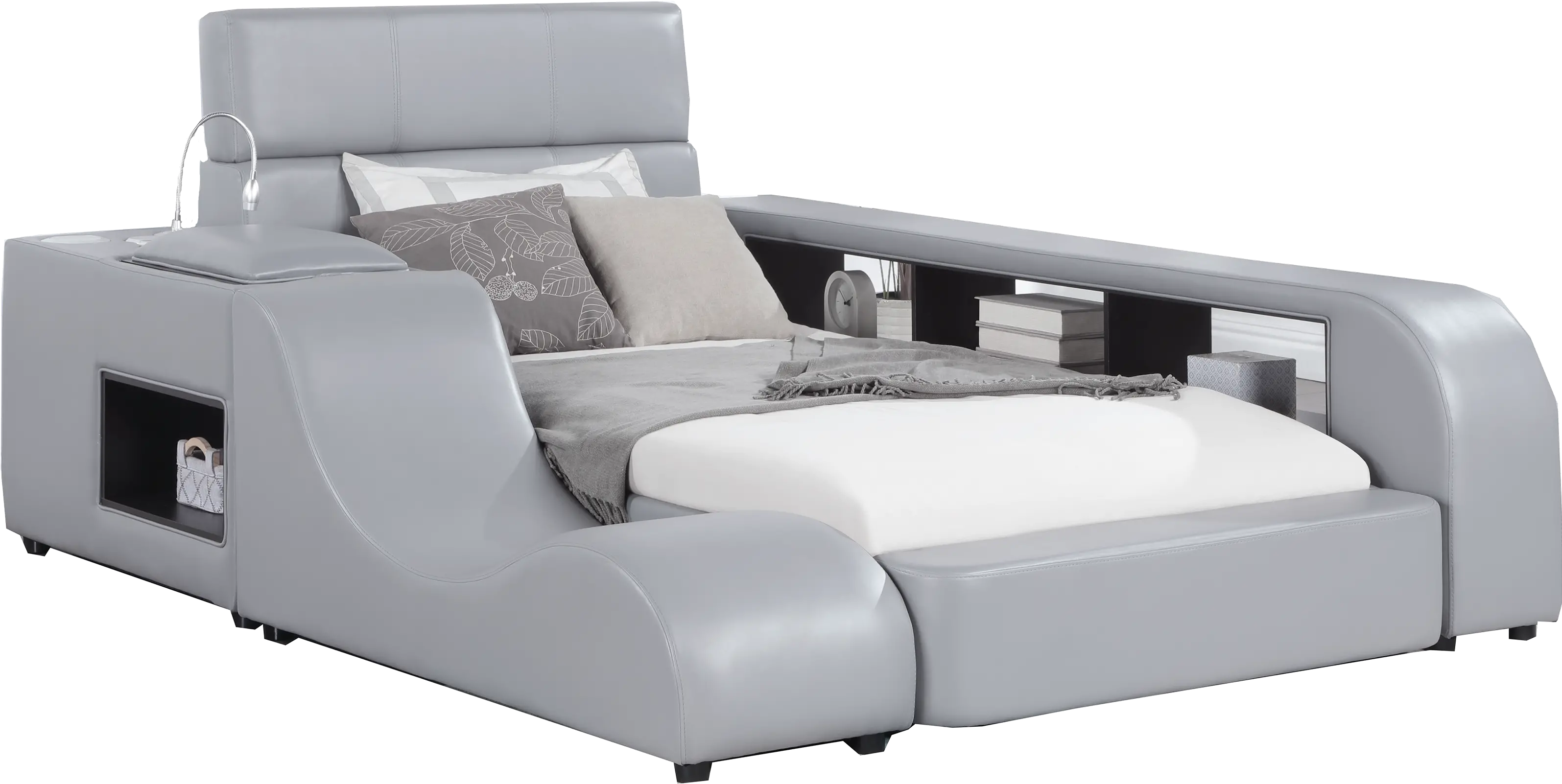 Maxx Gray Upholstered Twin Platform Bed-1