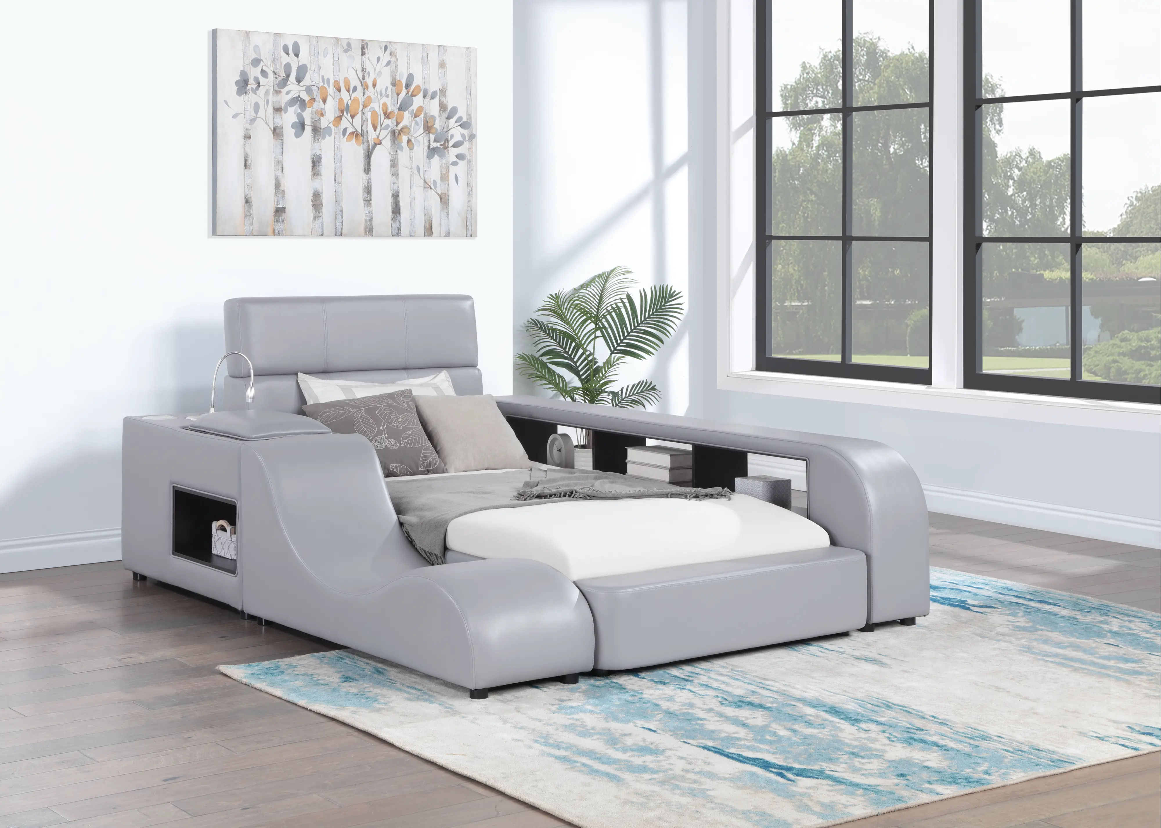 Maxx Gray Upholstered Twin Platform Bed-2