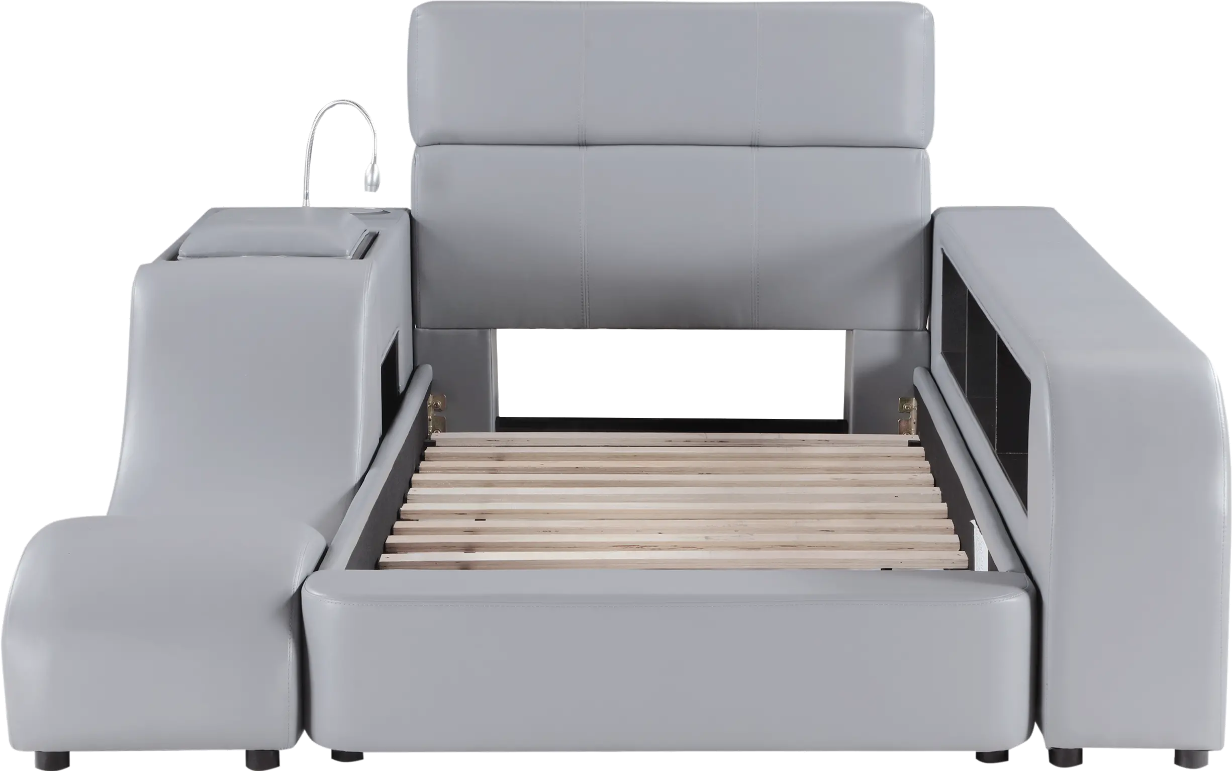 Maxx Gray Upholstered Twin Platform Bed-3