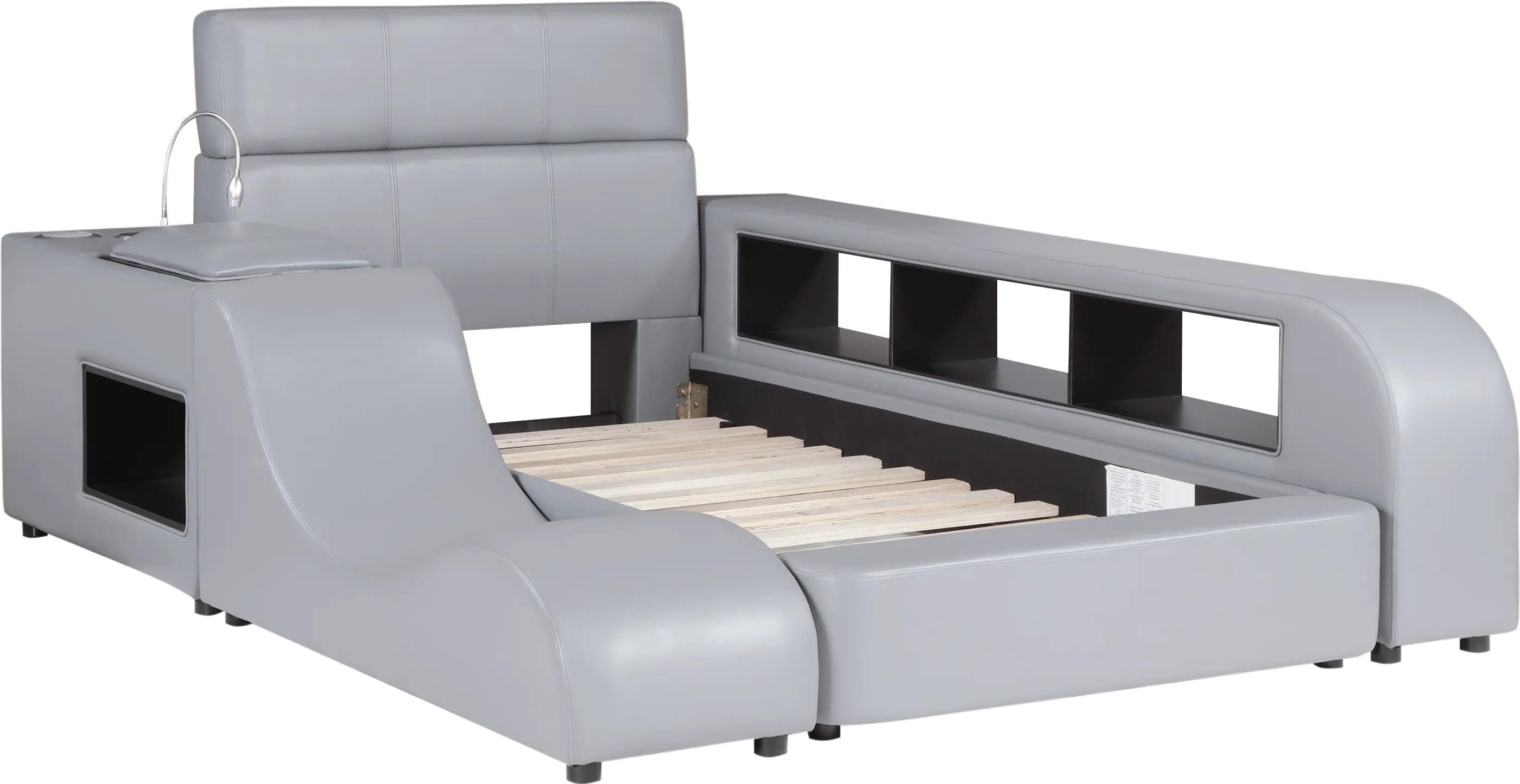 Maxx Gray Upholstered Twin Platform Bed-4