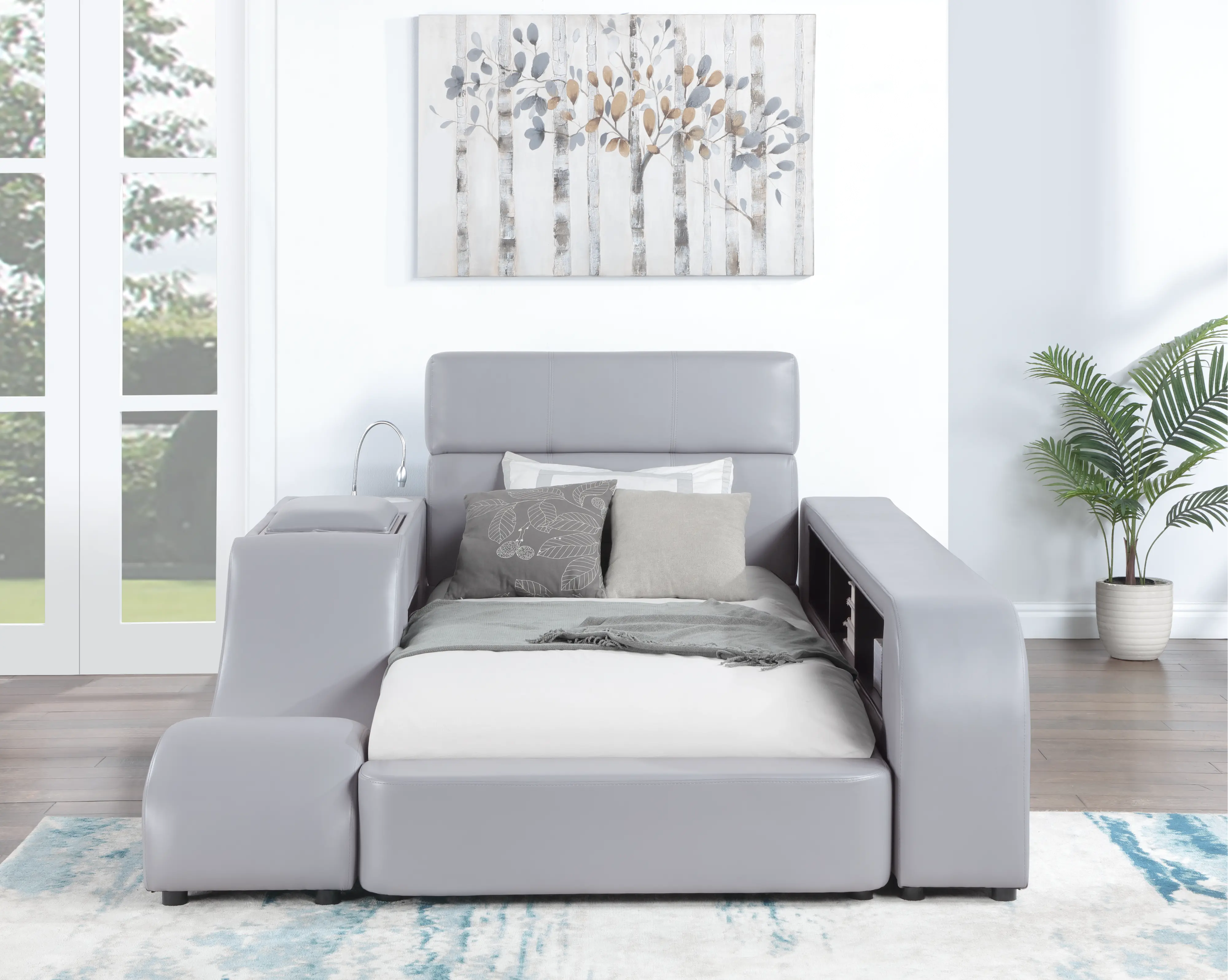 Maxx Gray Upholstered Twin Platform Bed-5