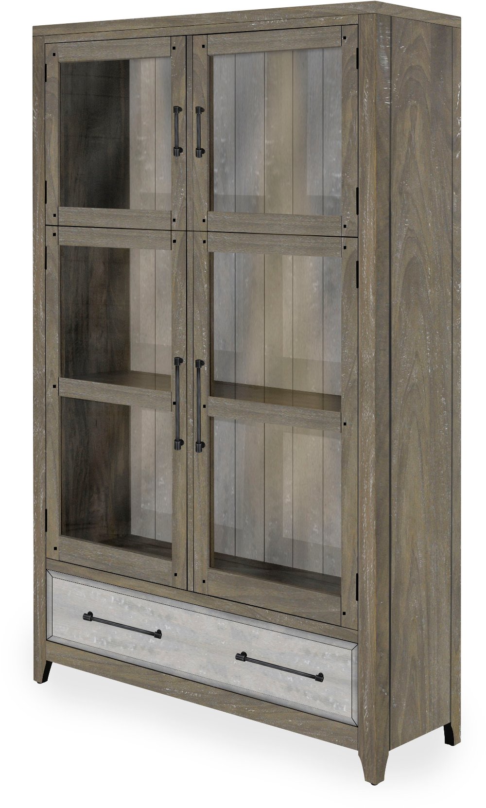 Two-Tone Timberwood and Sand Display Cabinet