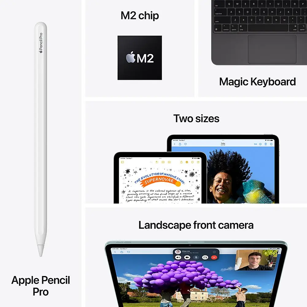 MUWH3LL/A Apple 11  iPad Air M2 chip Wi-Fi 256GB - Blue-9