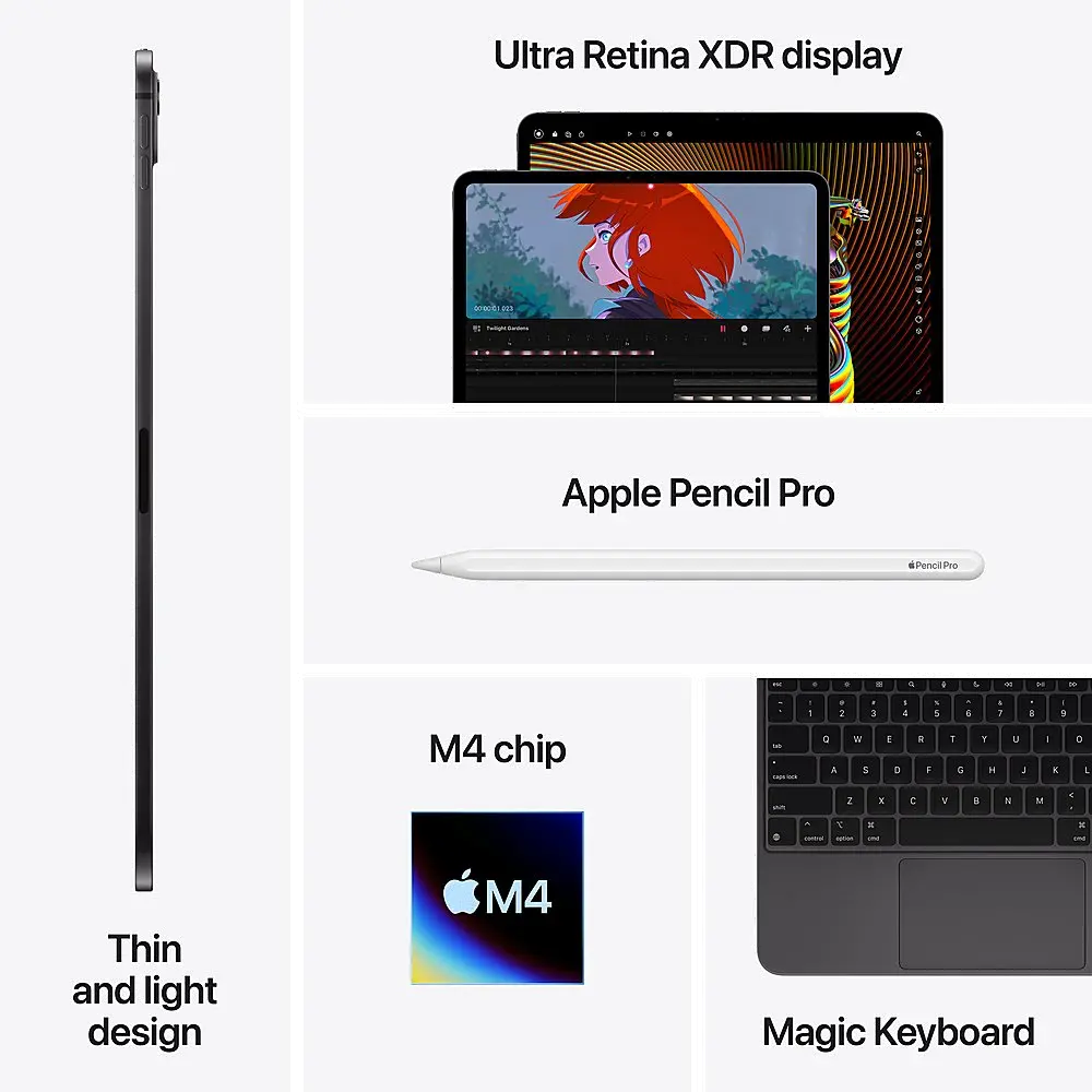 MVX23LL/A Apple 13  iPad Pro M4 Chip with Wi-Fi - 256GB - Black (Newest Model)-9