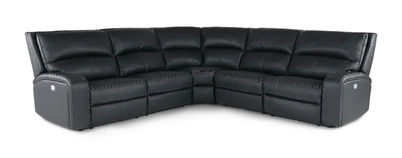 Star Black 5-Piece Power Reclining Sectional with Adjustable Headrests