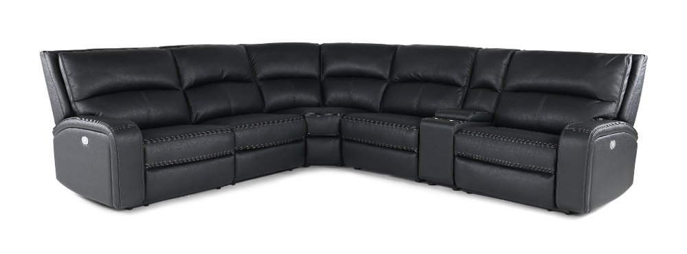 Star Black 6-Piece Power Reclining Sectional with Adjustable Headrests