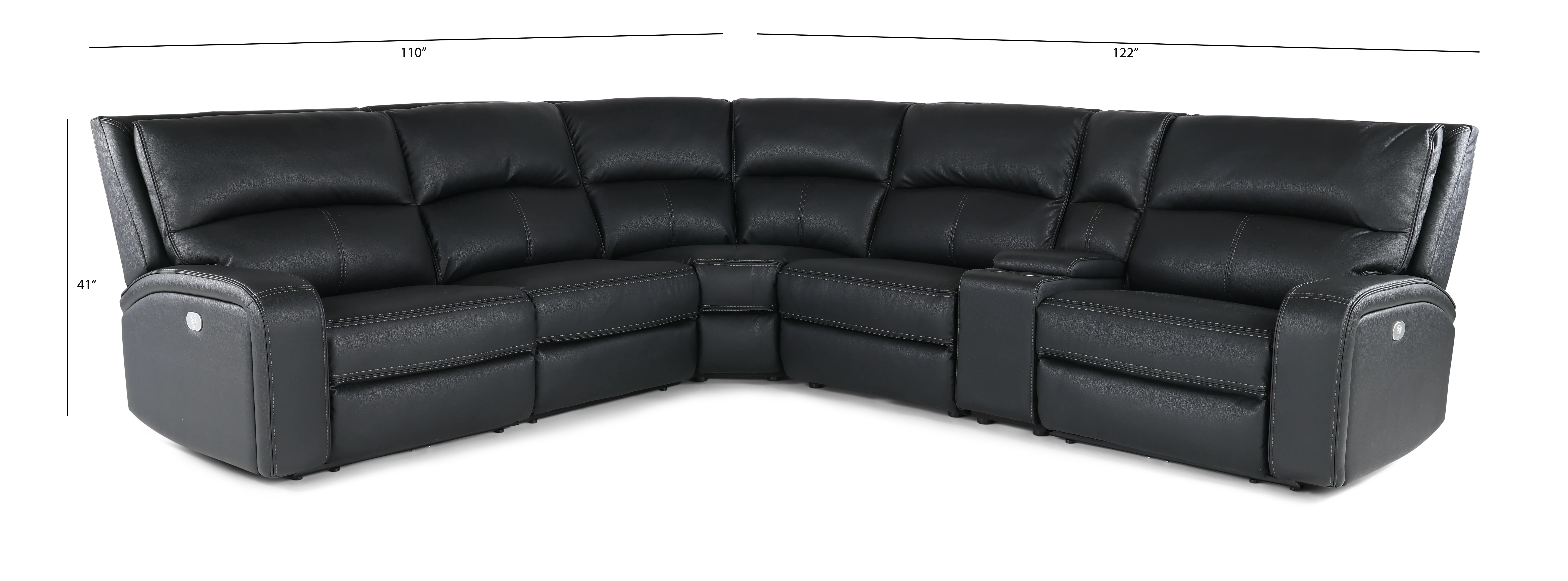 Star Black 6-Piece Power Reclining Sectional with Adjustable Headrests-3