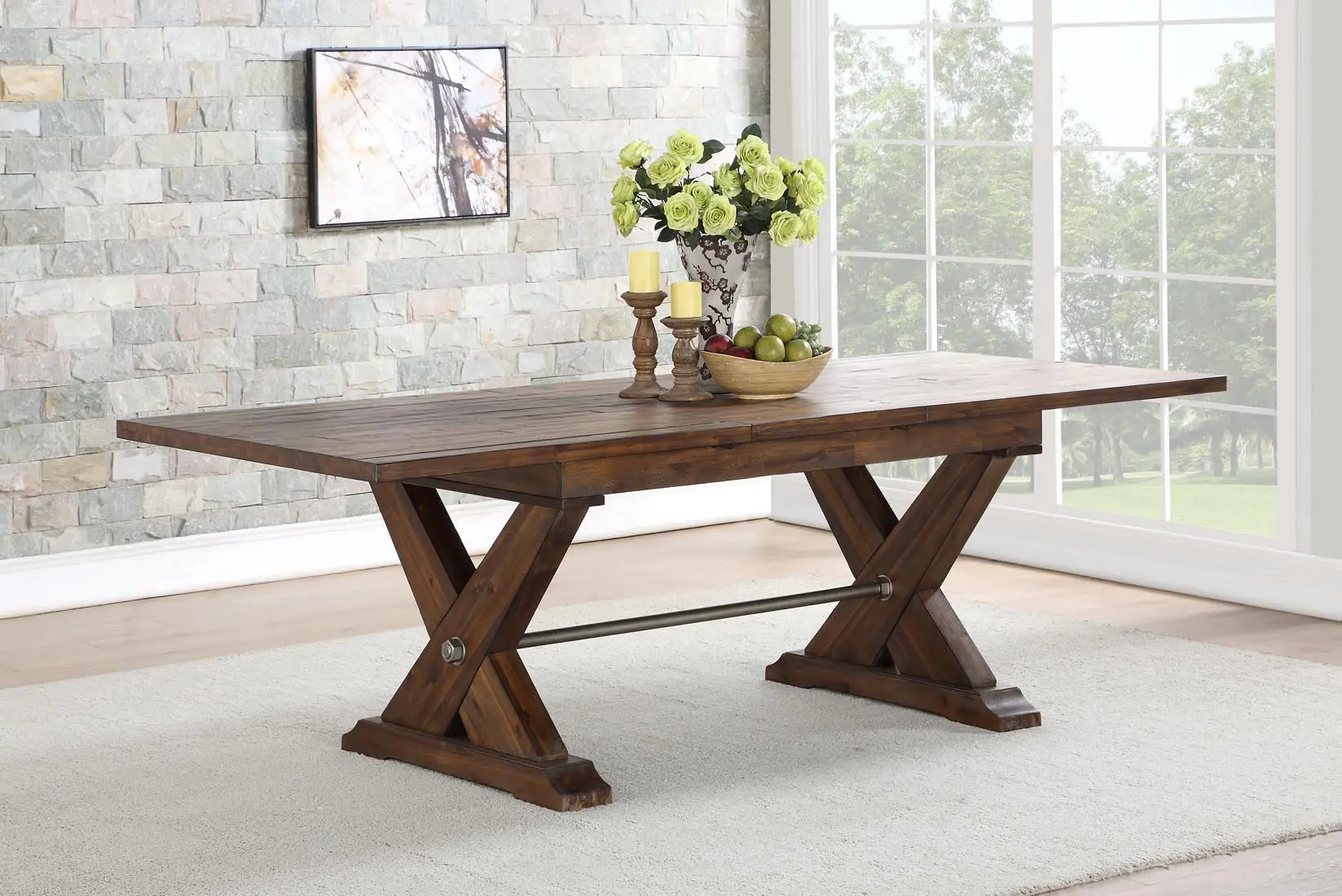Vineyard Rustic Brown Dining Table-2