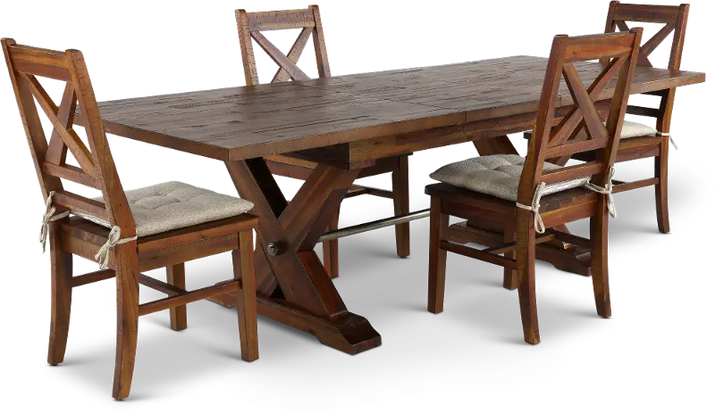 Vineyard Rustic Brown 5 Piece Dining Set