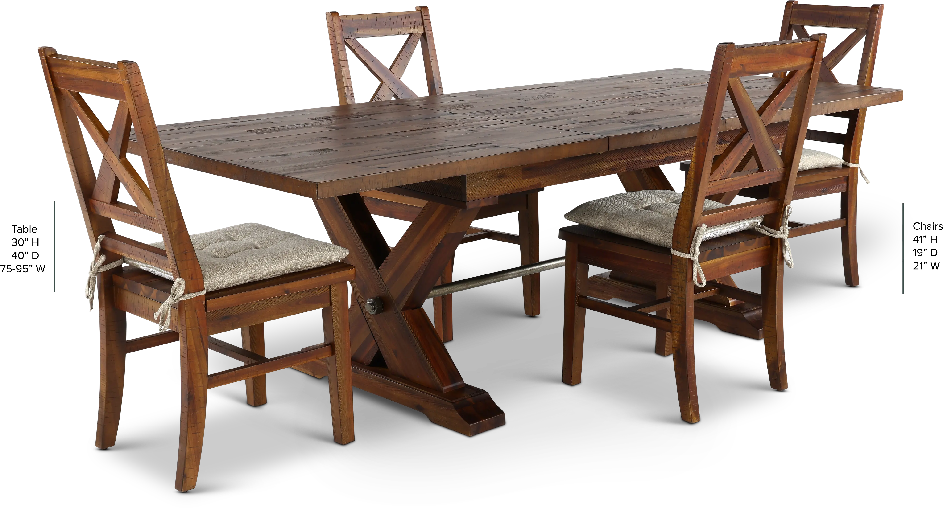 Vineyard Rustic Brown 5 Piece Dining Set-3