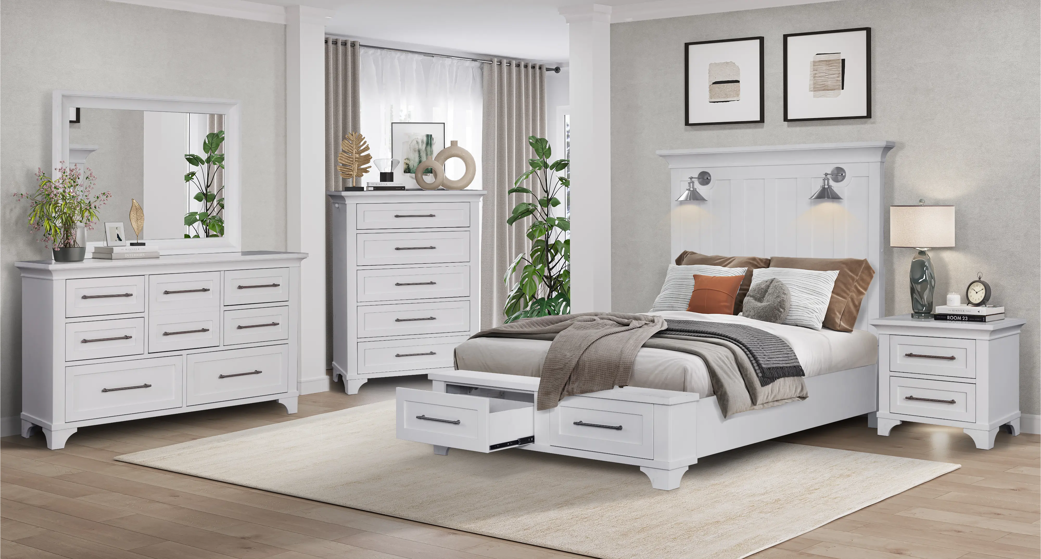 Marina White Queen Storage Bed-2