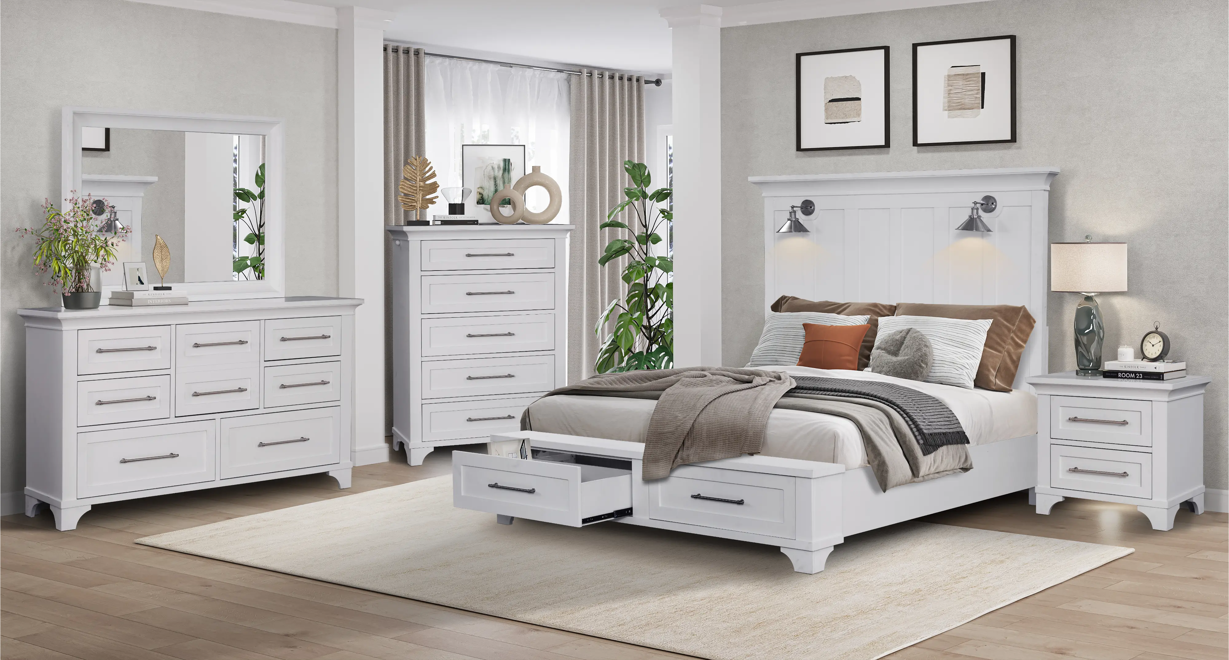 Marina White King Storage Bed-2
