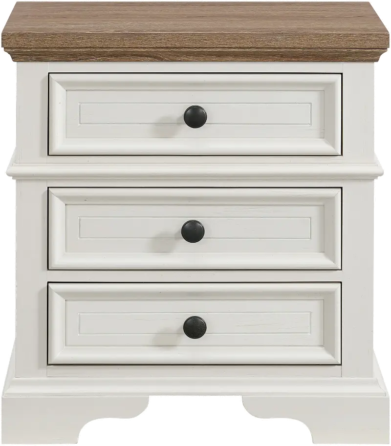 Easton White and Brown Nightstand