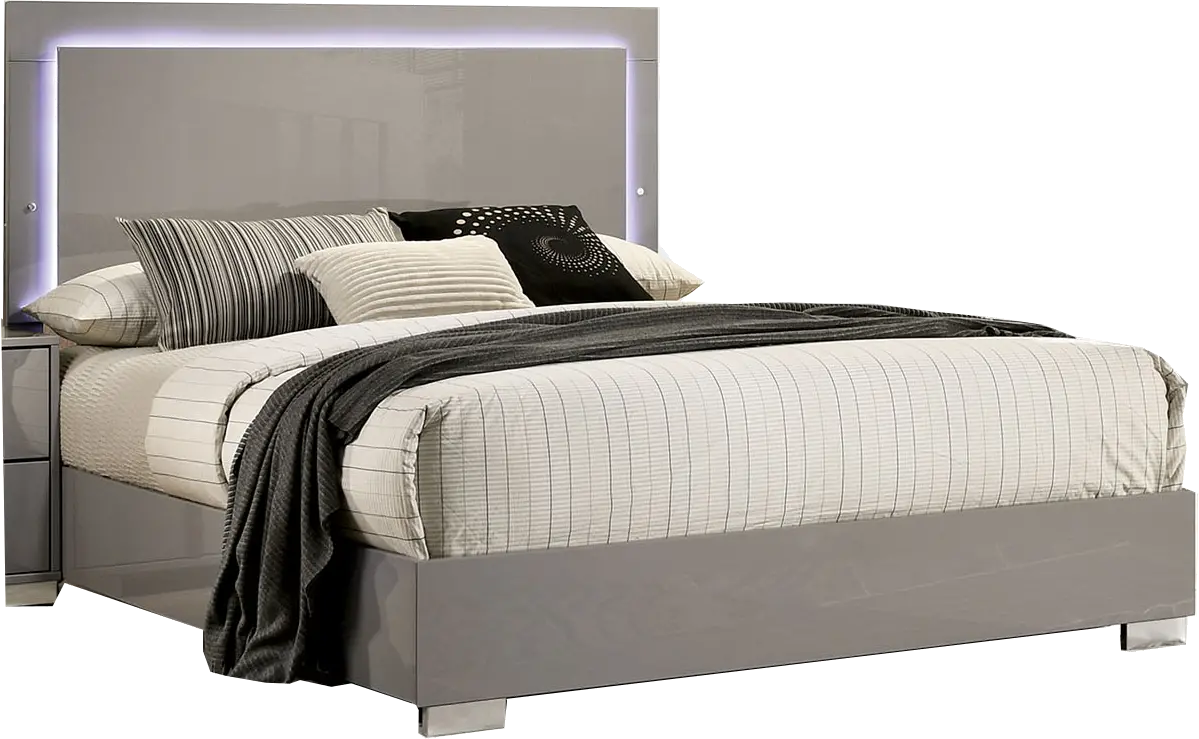 Sinistra Glossy Beige King Bed-1