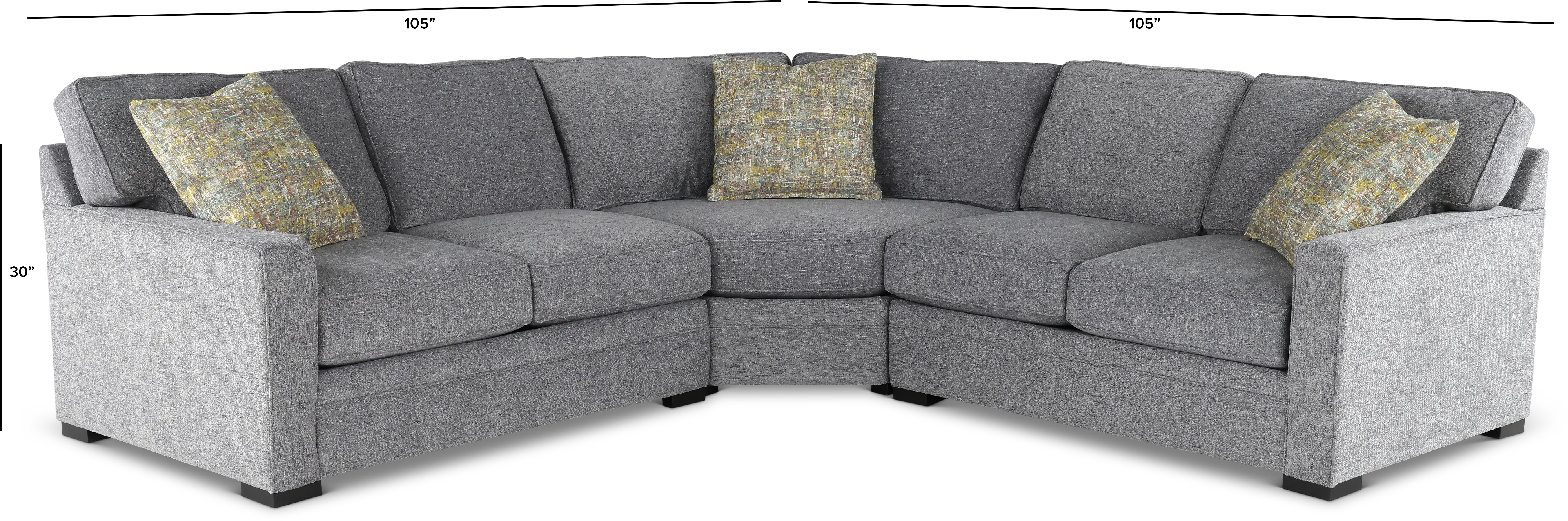 Juno Gray 3 Piece Sectional-3