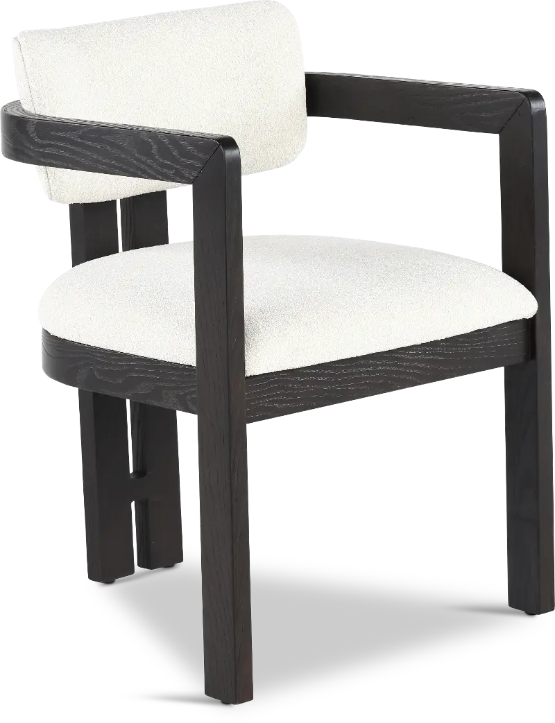 Treviso Espresso Brown and White Dining Arm Chair