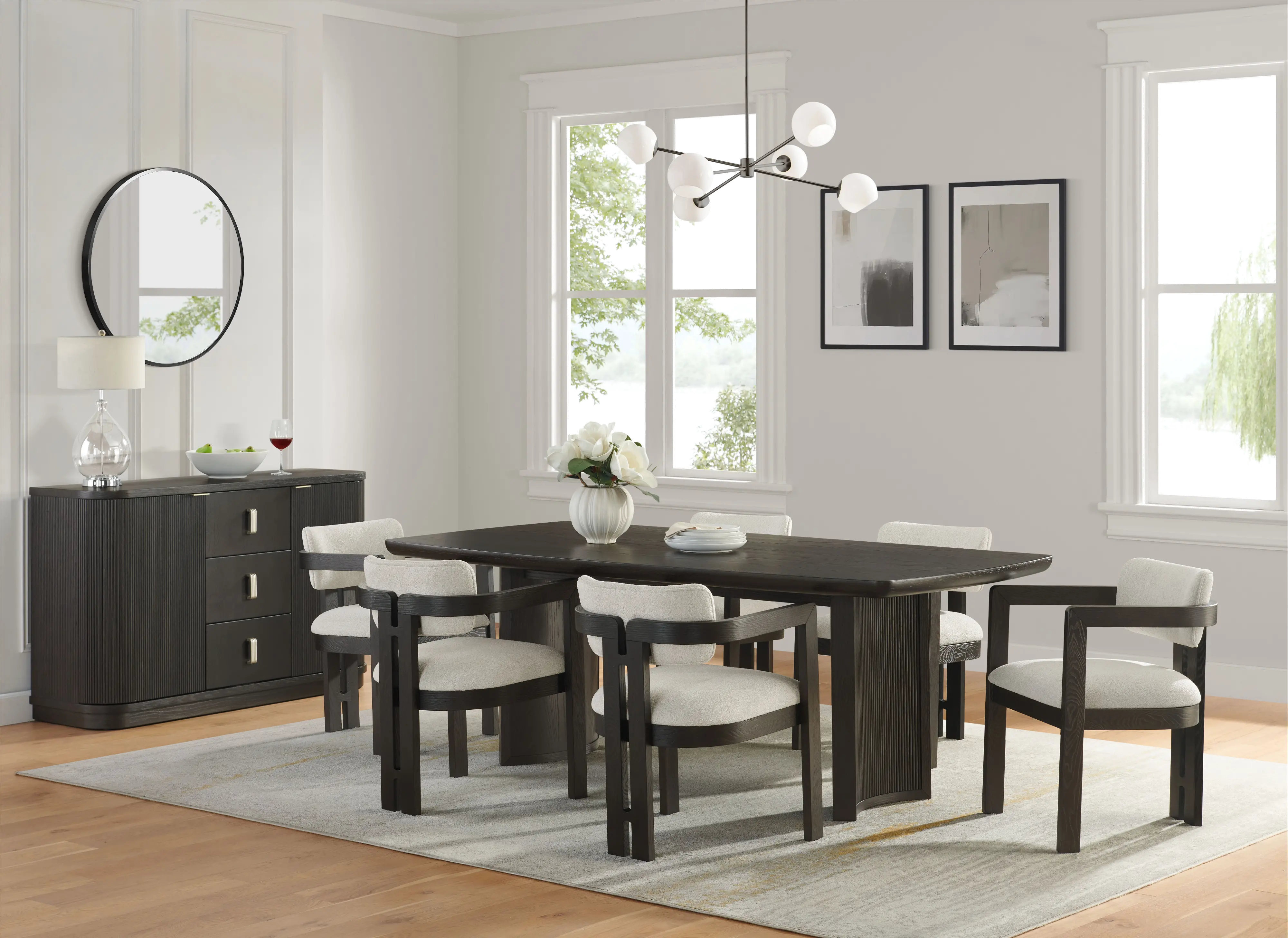 Treviso Espresso Brown and White Dining Armchair-2