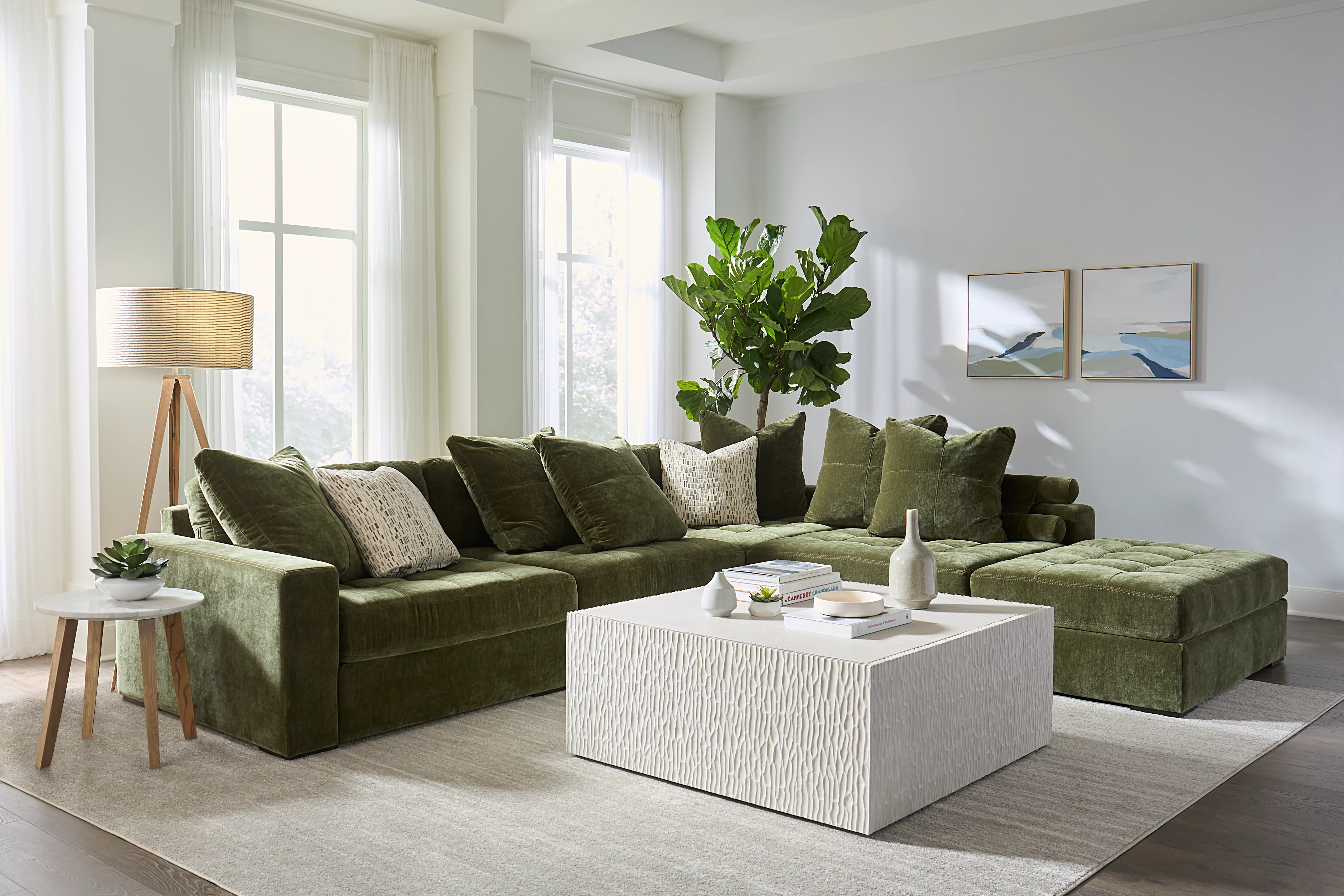 Noah Moss Green 4 Piece Modular Sectional-2