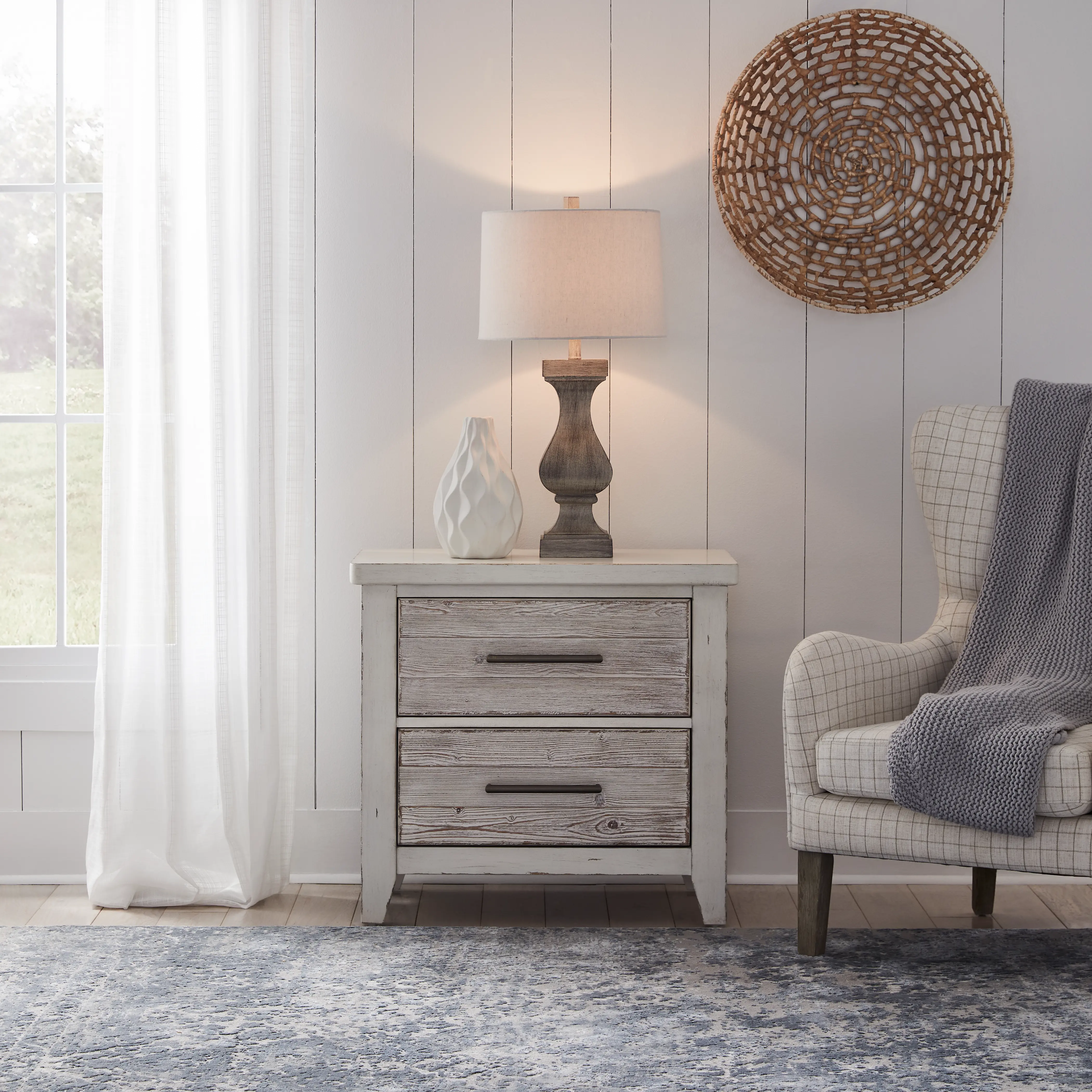 142-BR61 Backroads Weathered White Nightstand-2