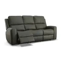 Linden Charcoal Power Reclining Sofa with Power Headrests