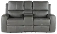 Linden Charcoal Power Reclining Loveseat with Console