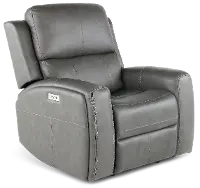 Linden Charcoal Power Recliner with Power Headrest