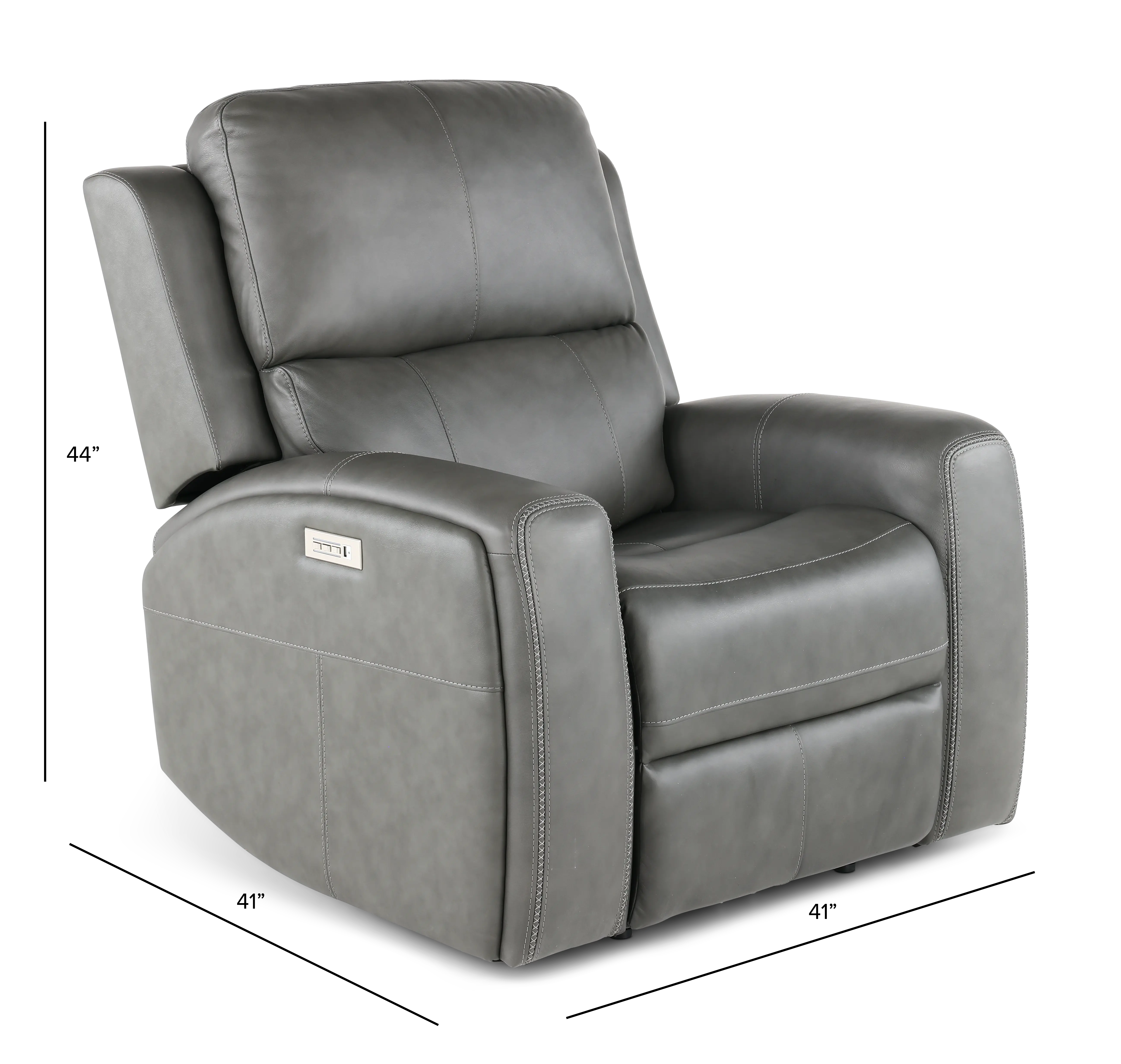 Linden Charcoal Power Recliner with Power Headrest-3