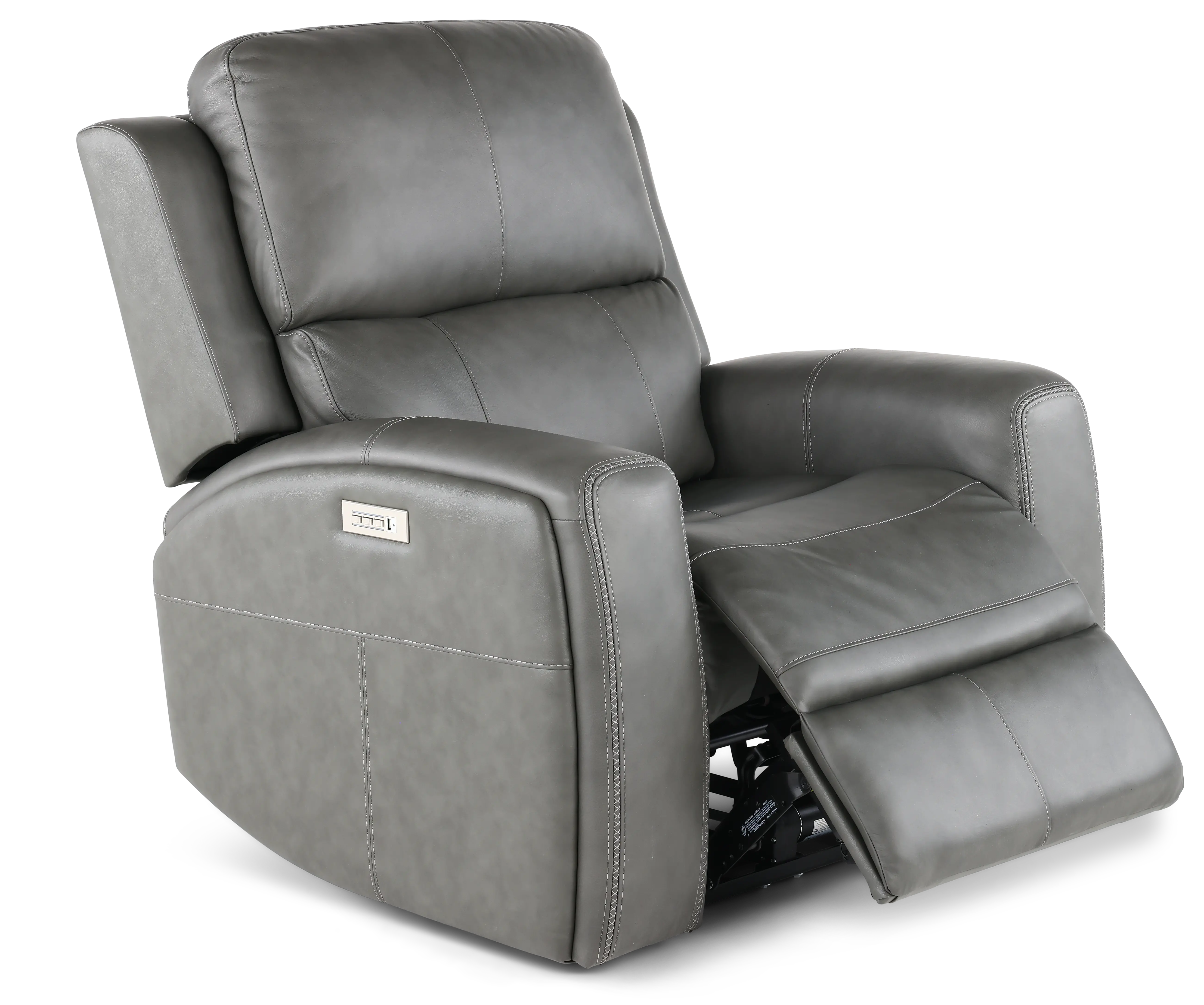 Linden Charcoal Power Recliner with Power Headrest-4