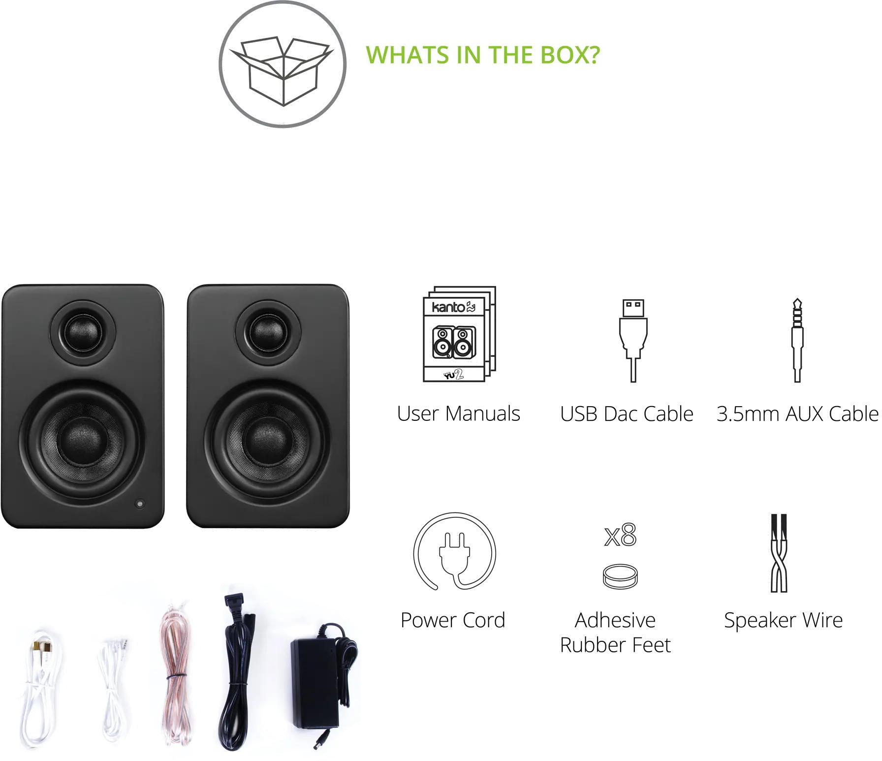 Kanto YU2 Powered Desktop Speakers - Matte Black, Pair-5