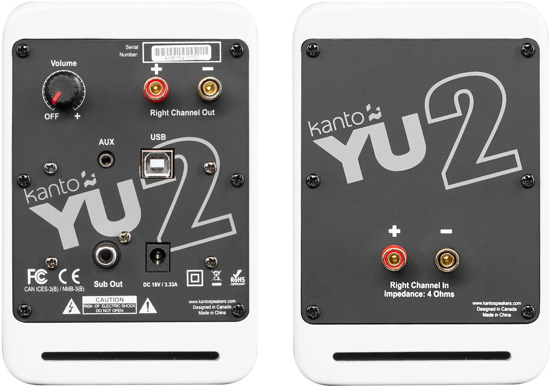 Kanto YU2 Powered Desktop Speakers - Matte White, Pair-5