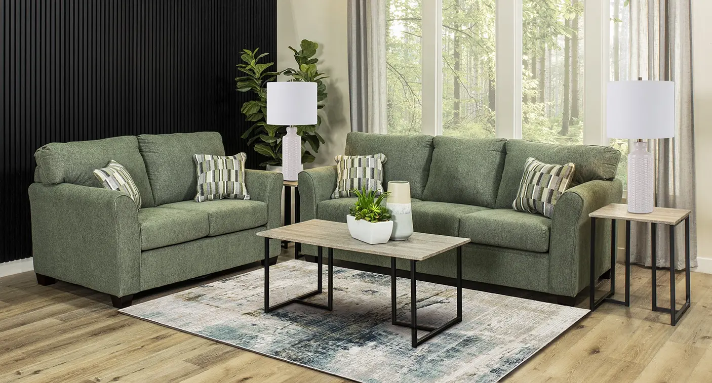7PC/WALLST/EU/SLLTL Wall St. Green 7 Piece Living Room Set with Sofa Bed-1