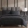 Windowpane Plaid Black Queen 3-Piece Comforter Set