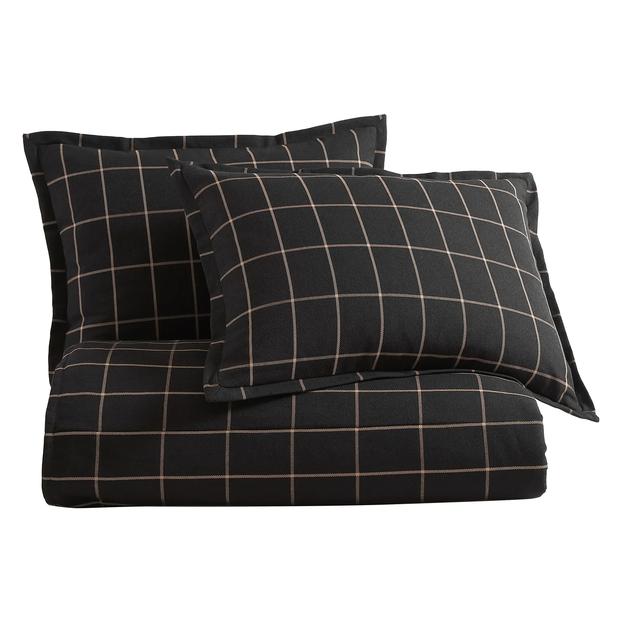 Windowpane Plaid Black Queen 3-Piece Comforter Set-3
