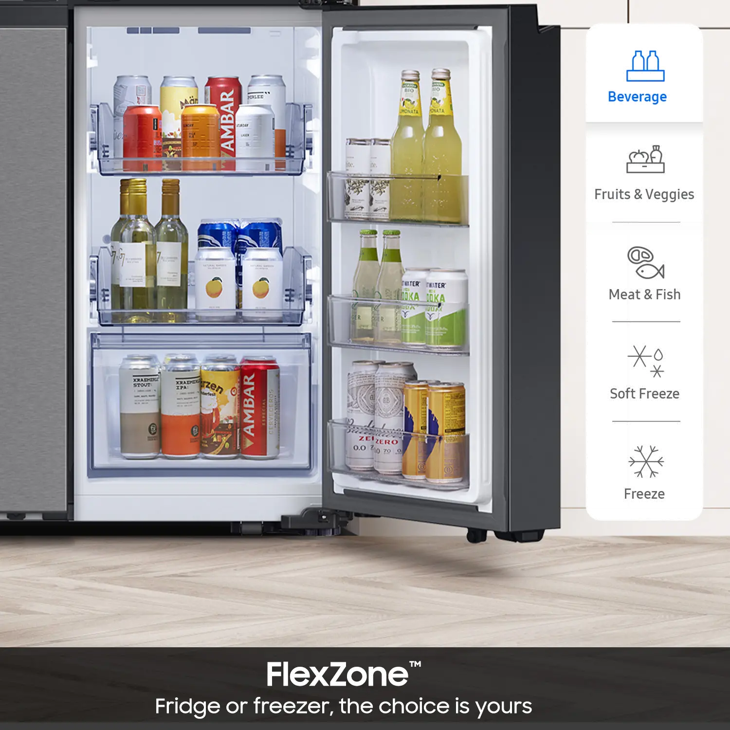 Samsung Bespoke 22.5 Cu Ft 4-Door Flex Refrigerator - Counter Depth Panel Ready-2
