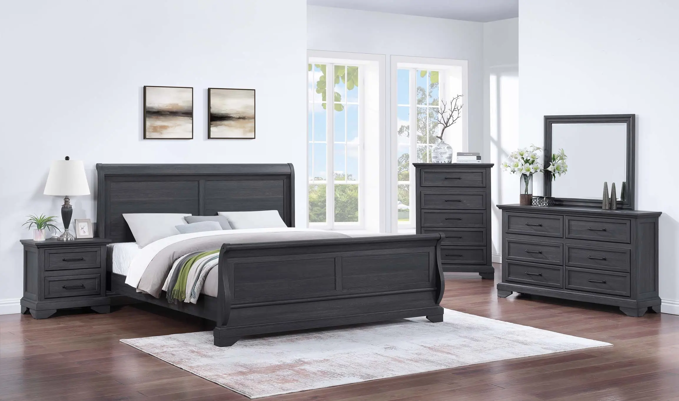 Everton Gray King Sleigh Bed-2