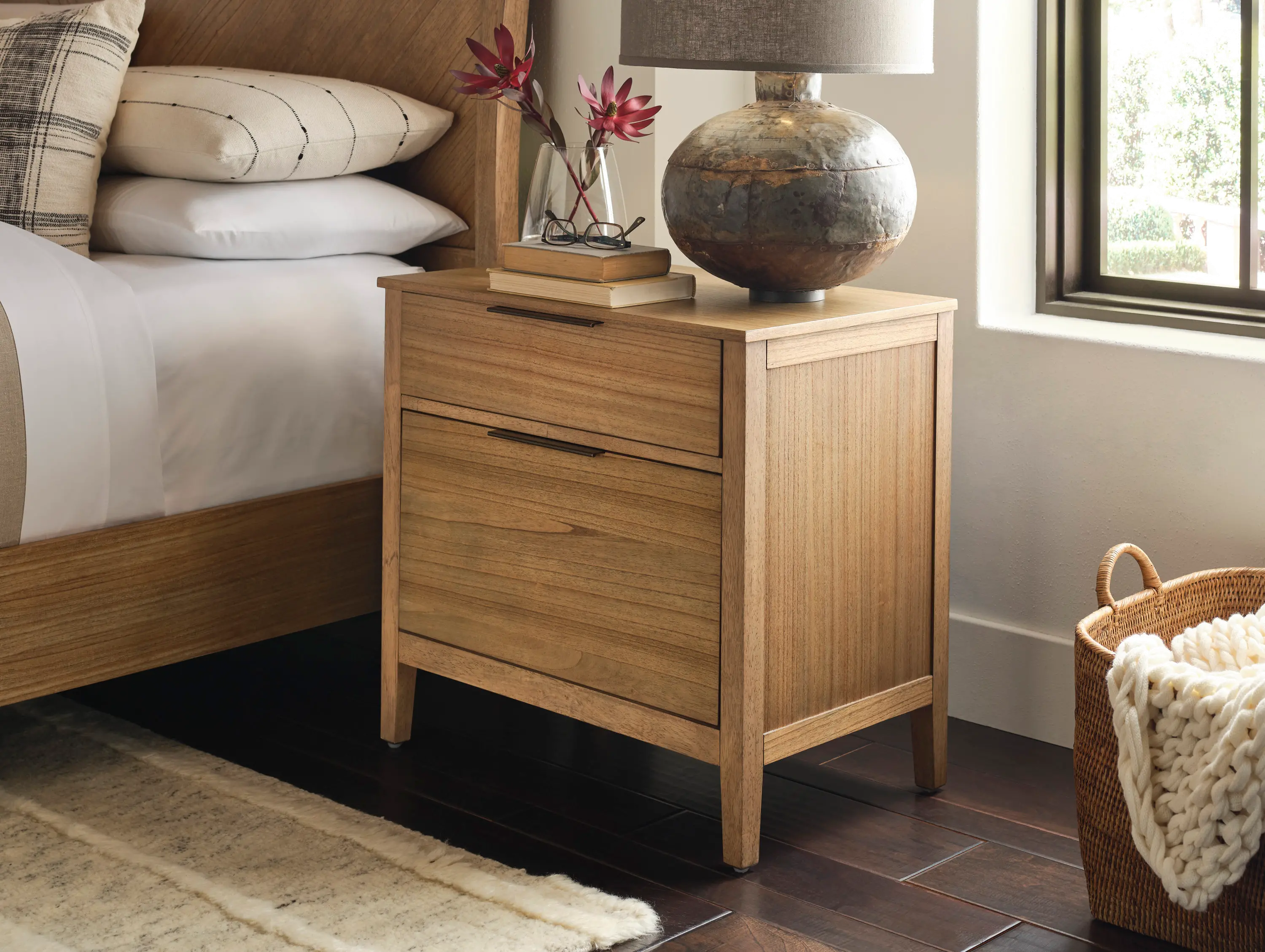 Cyrus Almond Brown 2-Drawer Nightstand-2