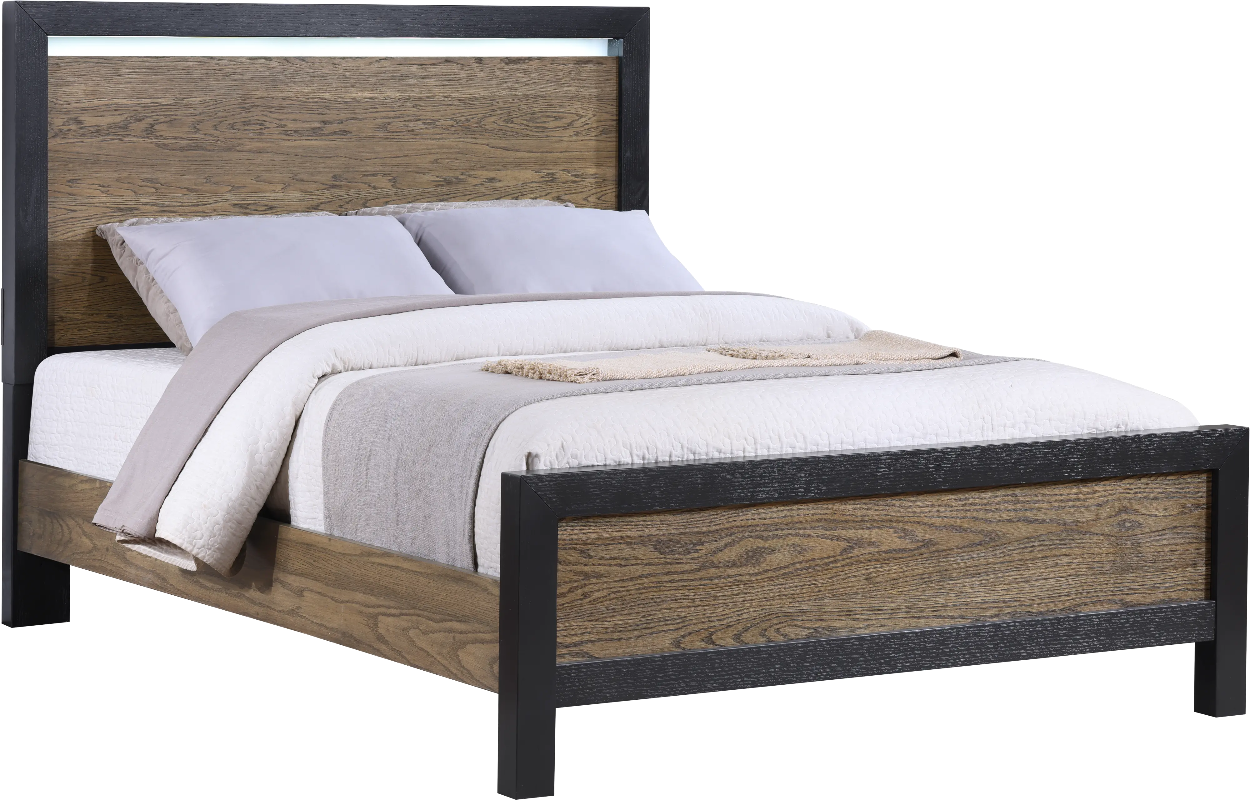 Your House Black and Oak Queen Bed-1