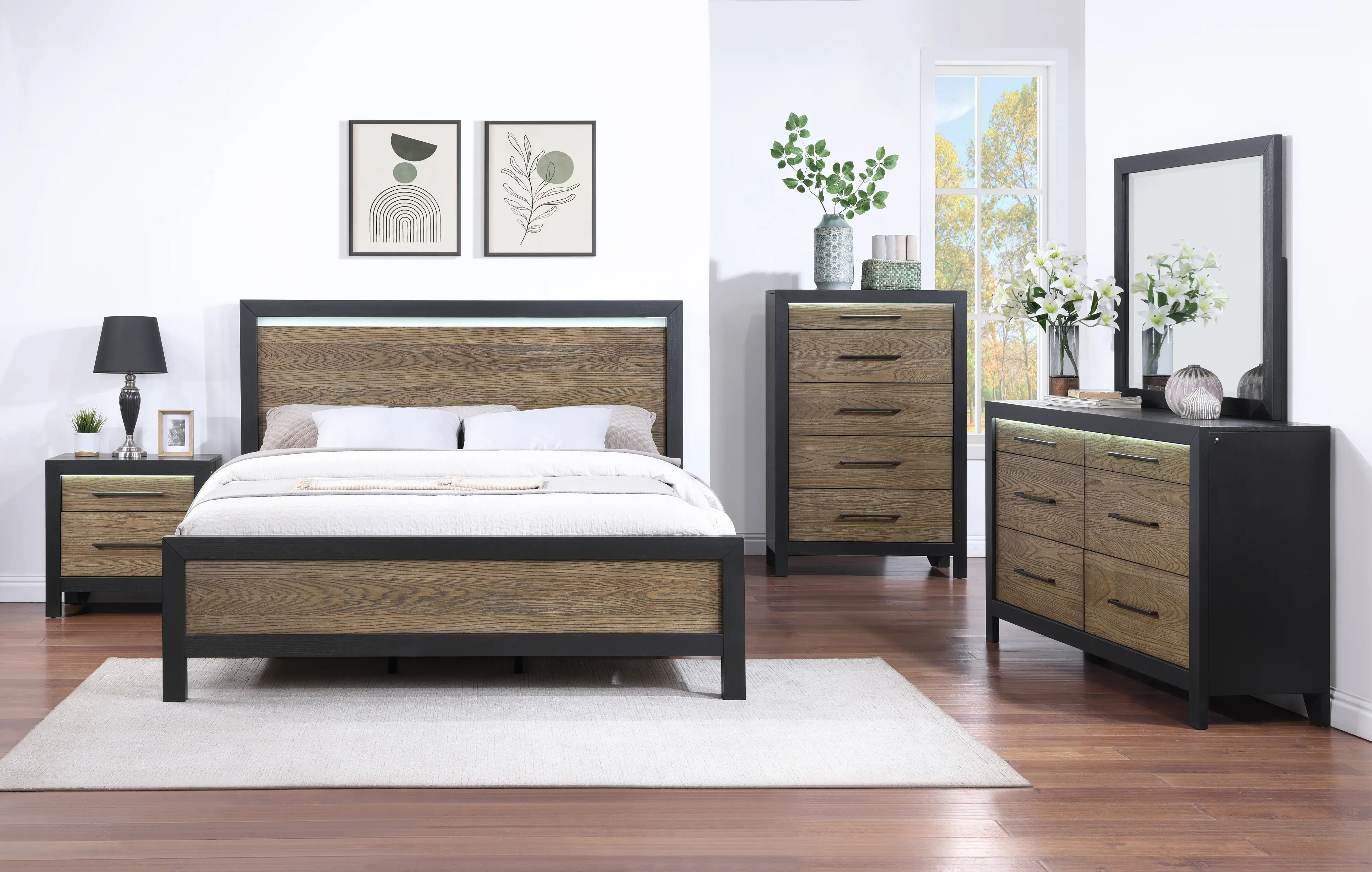 Your House Black and Oak King Bed-2